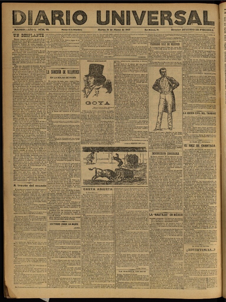 Miniatura de Diario Universal del 31 de marzo de 1903, edición de tarde