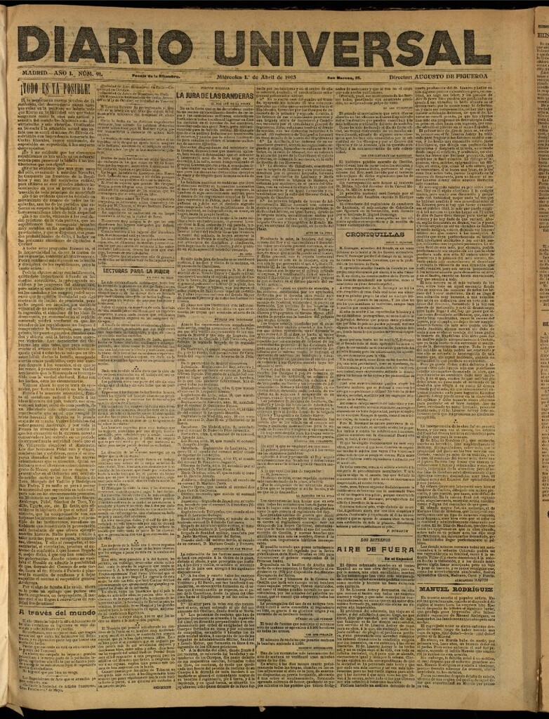 Miniatura de Diario Universal del 1 de abril de 1903, edición de tarde