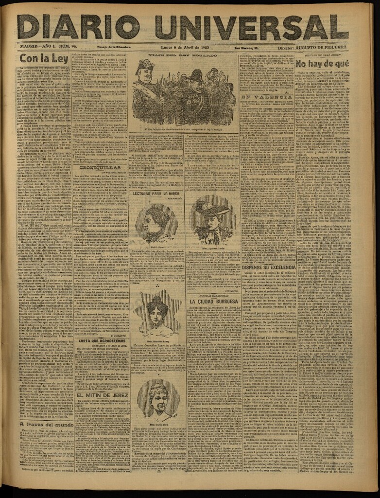 Miniatura de Diario Universal del 6 de abril de 1903, edición de noche