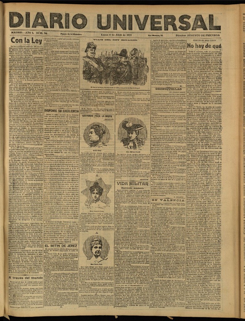 Miniatura de Diario Universal del 6 de abril de 1903, edición de tarde