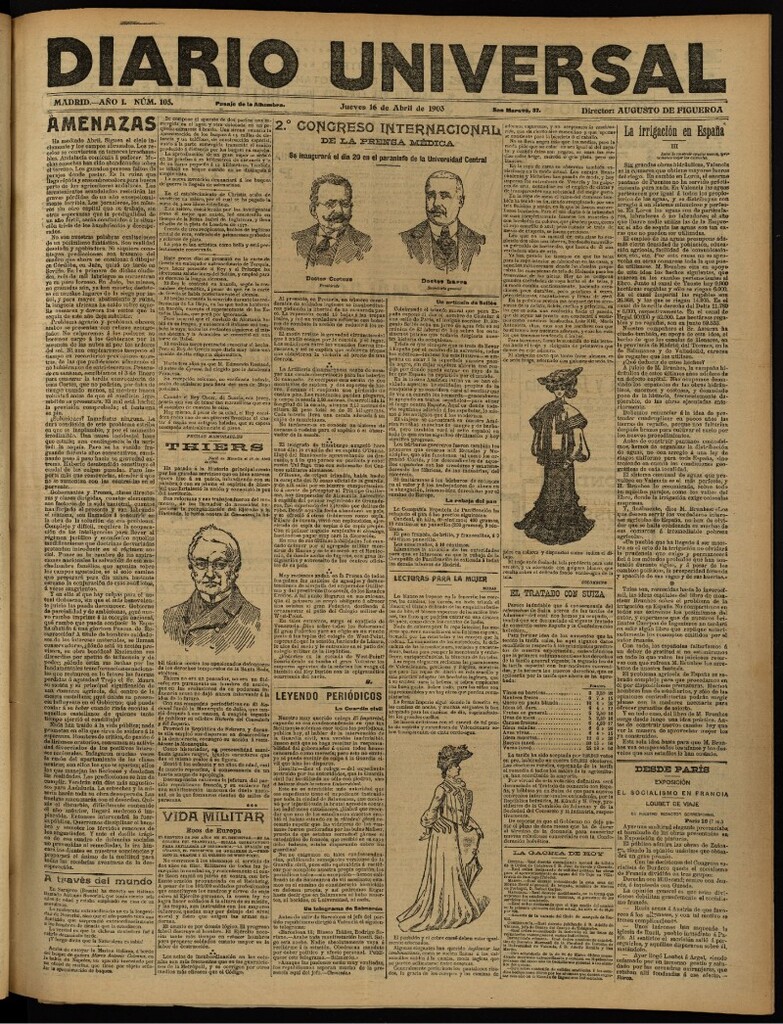 Miniatura de Diario Universal del 16 de abril de 1903, edición de noche