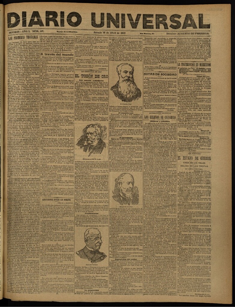 Miniatura de Diario Universal del 18 de abril de 1903, edición de noche