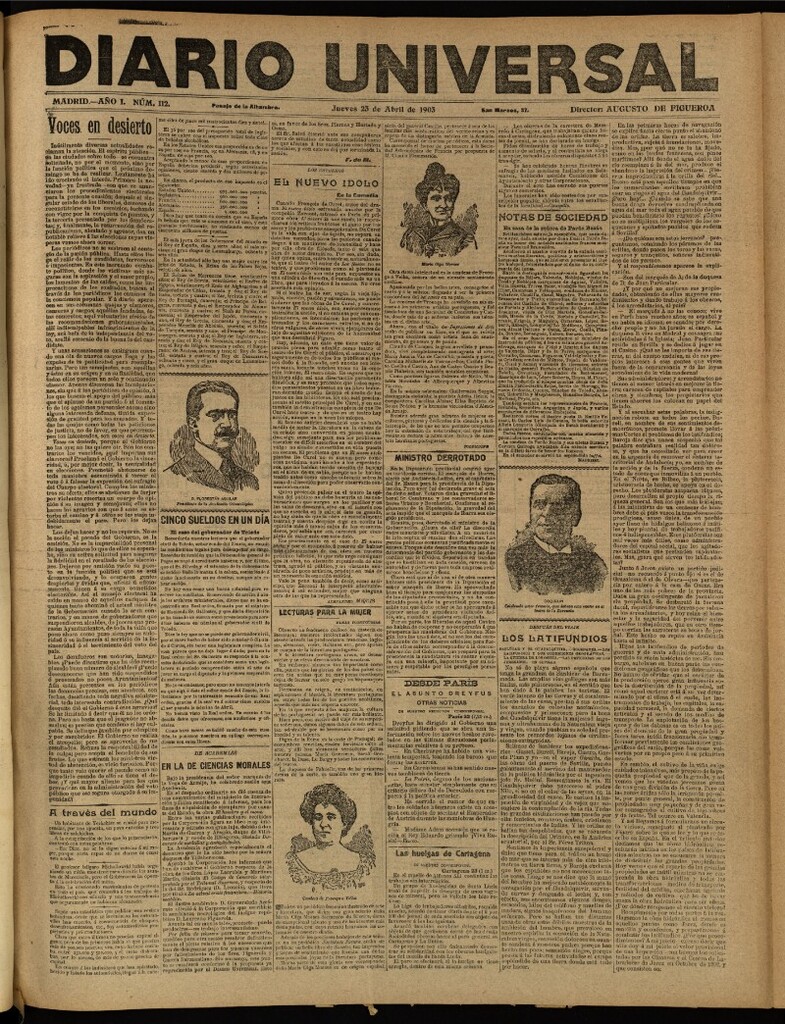 Miniatura de Diario Universal del 23 de abril de 1903, edición de tarde