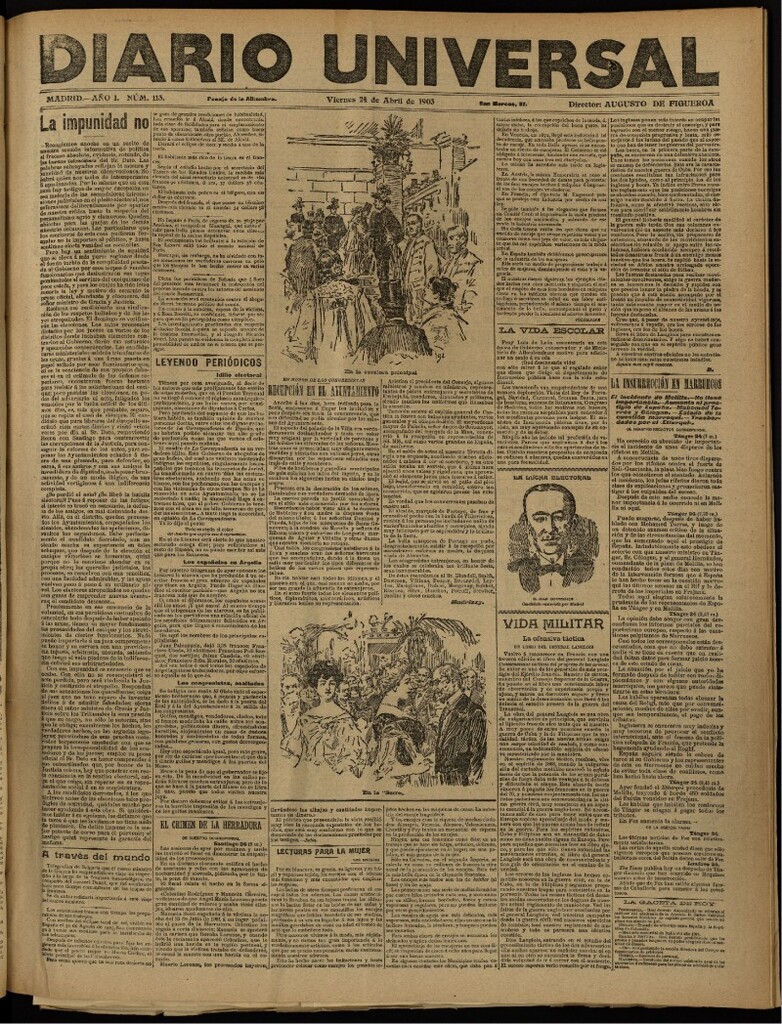 Miniatura de Diario Universal del 24 de abril de 1903, edición de noche