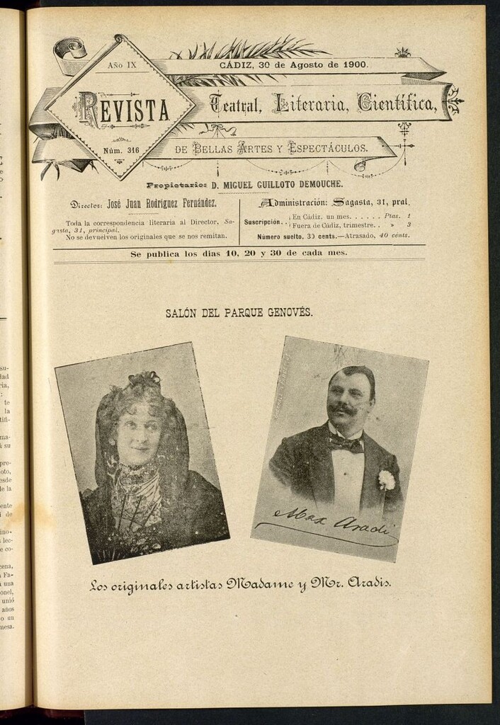 Miniatura de Revista Teatral, Literaria, Científica, de Bellas Artes y Espectáculos. Nº 316