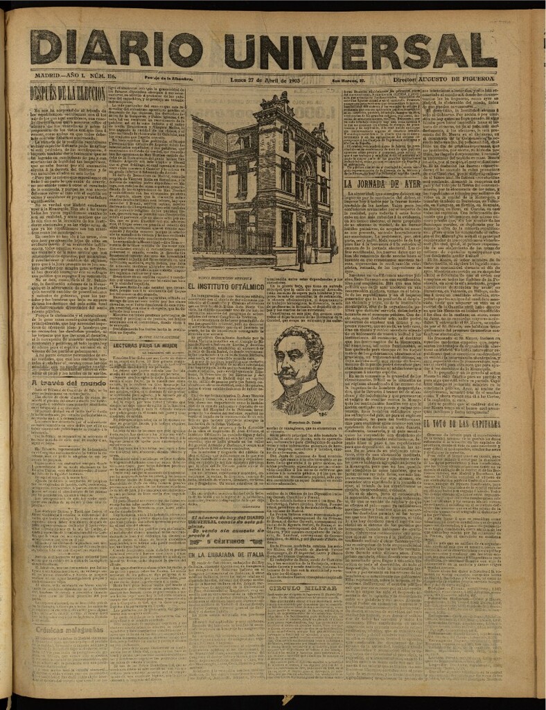 Miniatura de Diario Universal del 27 de abril de 1903, edición de tarde