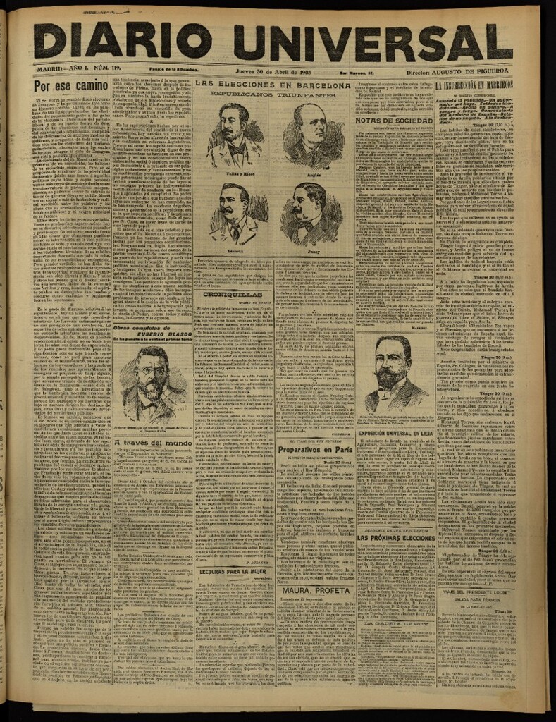 Miniatura de Diario Universal del 30 de abril de 1903, edición de noche
