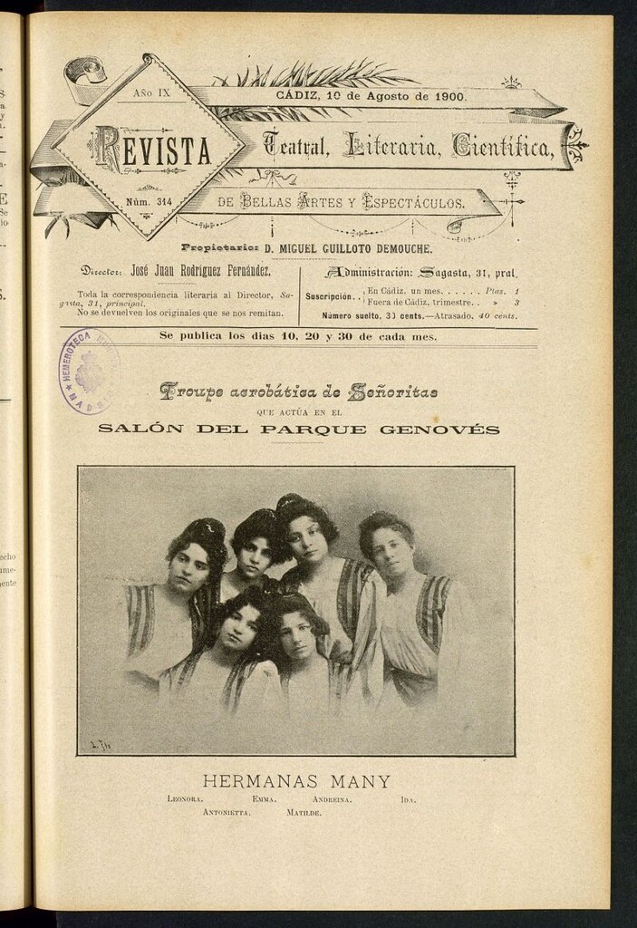 Miniatura de Revista Teatral, Literaria, Científica, de Bellas Artes y Espectáculos. Nº 314