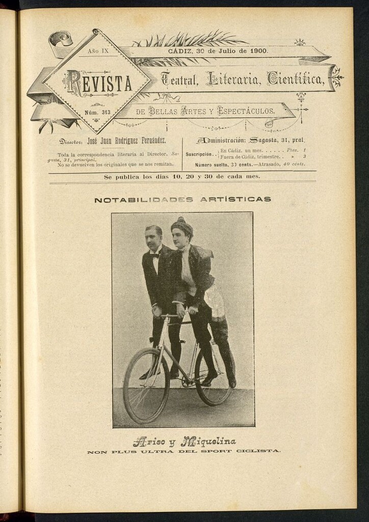 Miniatura de Revista Teatral, Literaria, Científica, de Bellas Artes y Espectáculos. Nº 313