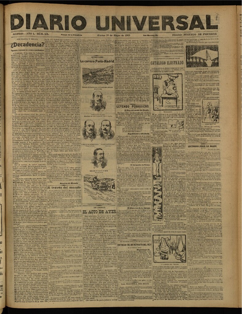 Miniatura de Diario Universal del 19 de mayo de 1903, edición de tarde