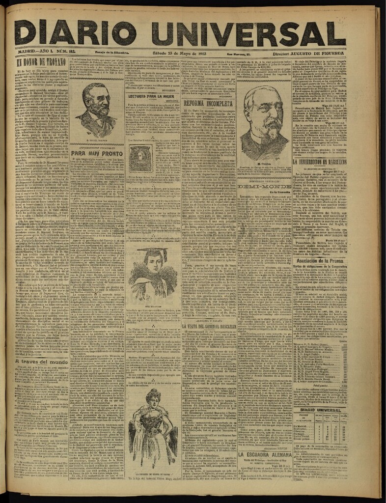 Miniatura de Diario Universal del 23 de mayo de 1903, edición de noche