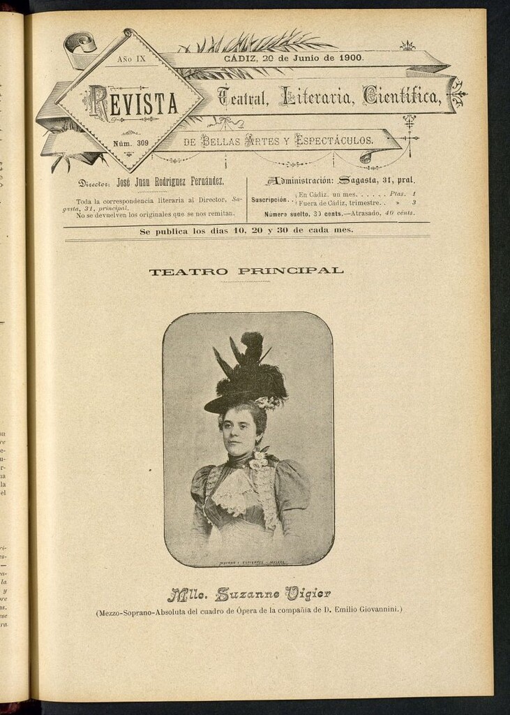 Miniatura de Revista Teatral, Literaria, Científica, de Bellas Artes y Espectáculos. Nº 309
