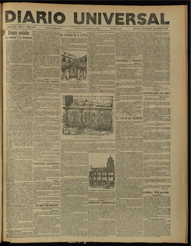 Miniatura de Diario Universal del 22 de junio de 1903, edición de noche