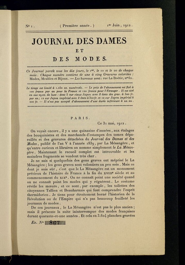 Miniatura de Journal des Dames et des Modes (París, 1912)