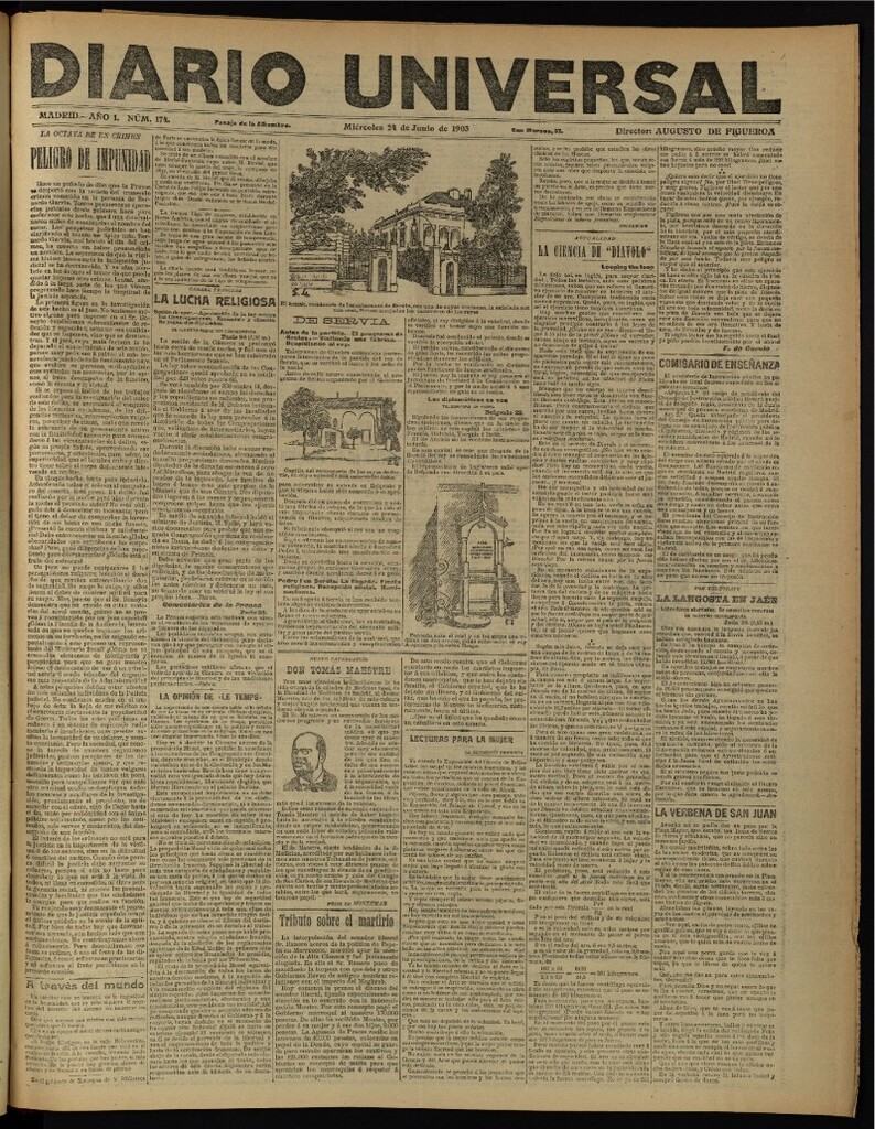 Miniatura de Diario Universal del 24 de junio de 1903, edición de noche