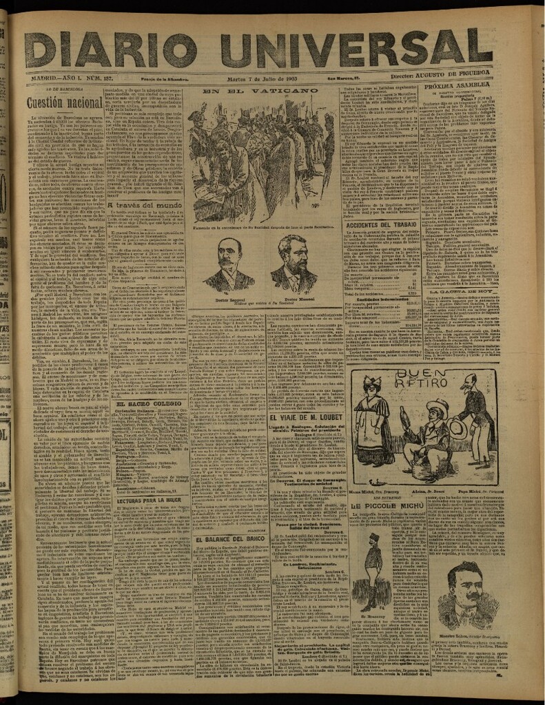 Miniatura de Diario Universal del 7 de julio de 1903, edición de tarde