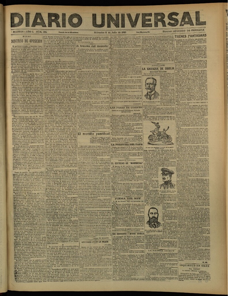 Miniatura de Diario Universal del 8 de julio de 1903, edición de tarde