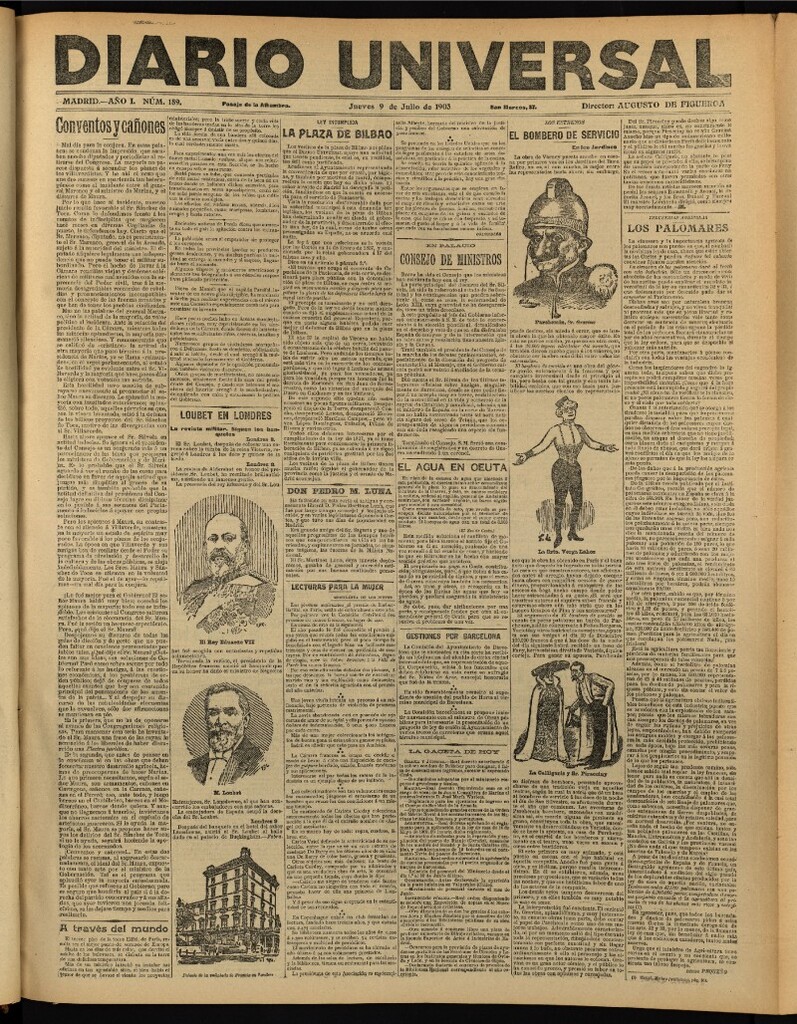 Miniatura de Diario Universal del 9 de julio de 1903, edición de noche