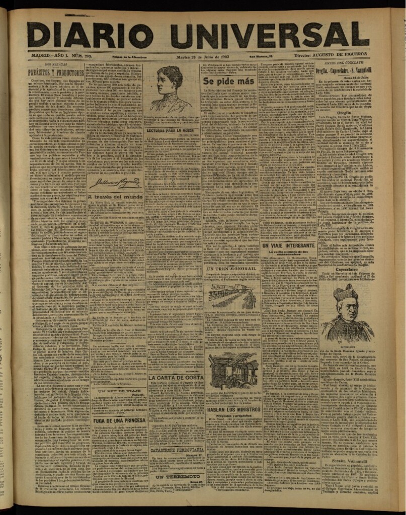 Miniatura de Diario Universal del 28 de julio de 1903, edición de tarde