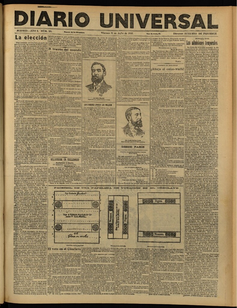 Miniatura de Diario Universal del 31 de julio de 1903, edición de noche