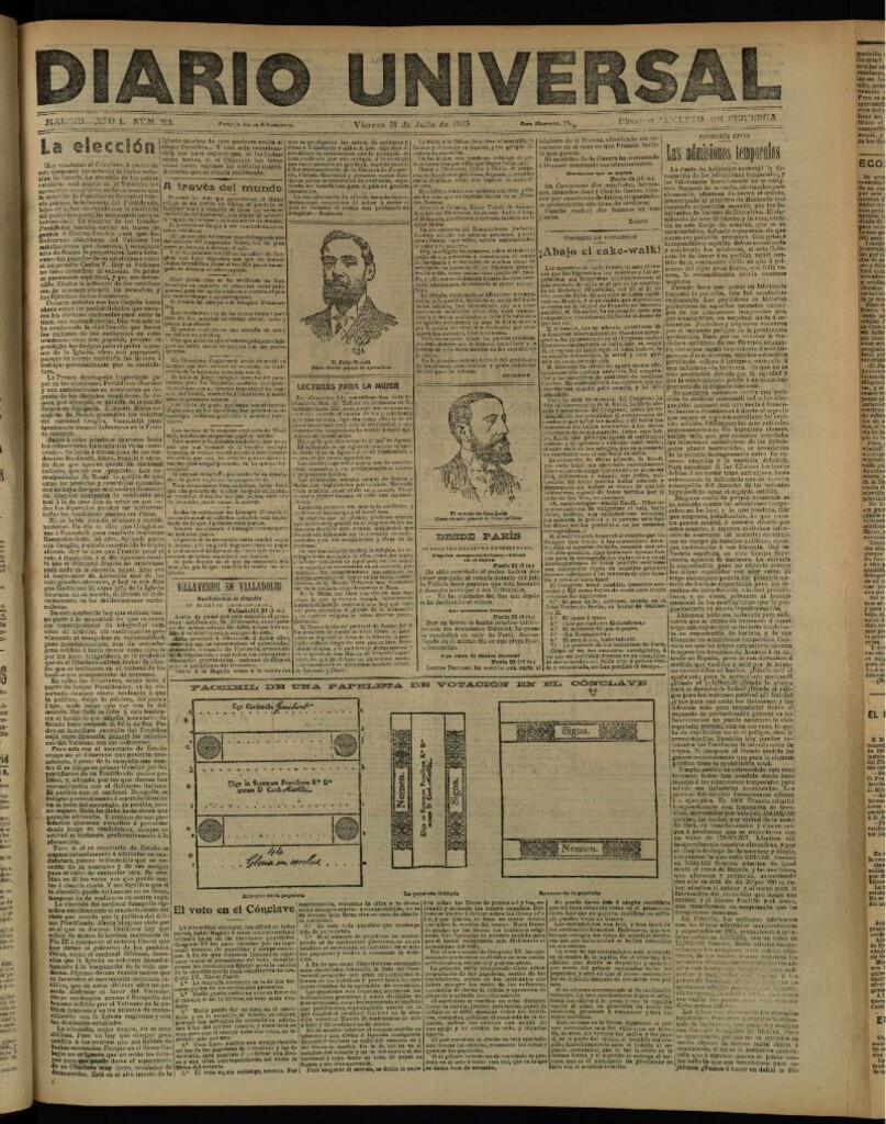 Miniatura de Diario Universal del 31 de julio de 1903, edición de tarde