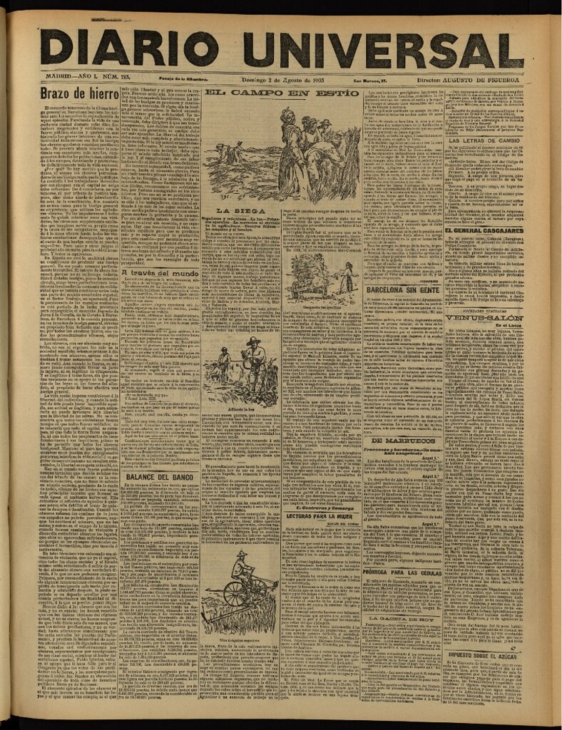Miniatura de Diario Universal del 2 de agosto de 1903, edición de noche