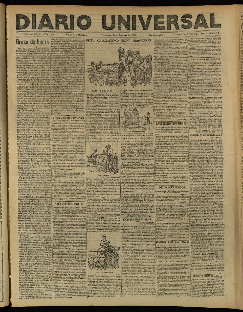 Miniatura de Diario Universal del 2 de agosto de 1903, edición de tarde