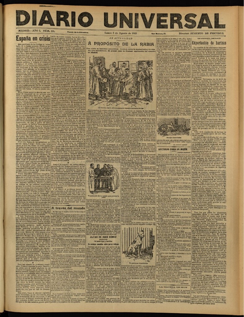 Miniatura de Diario Universal del 3 de agosto de 1903, edición de noche