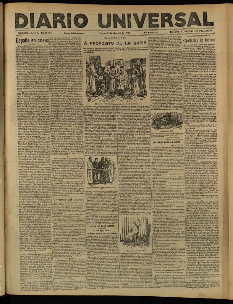 Miniatura de Diario Universal del 3 de agosto de 1903, edición de tarde