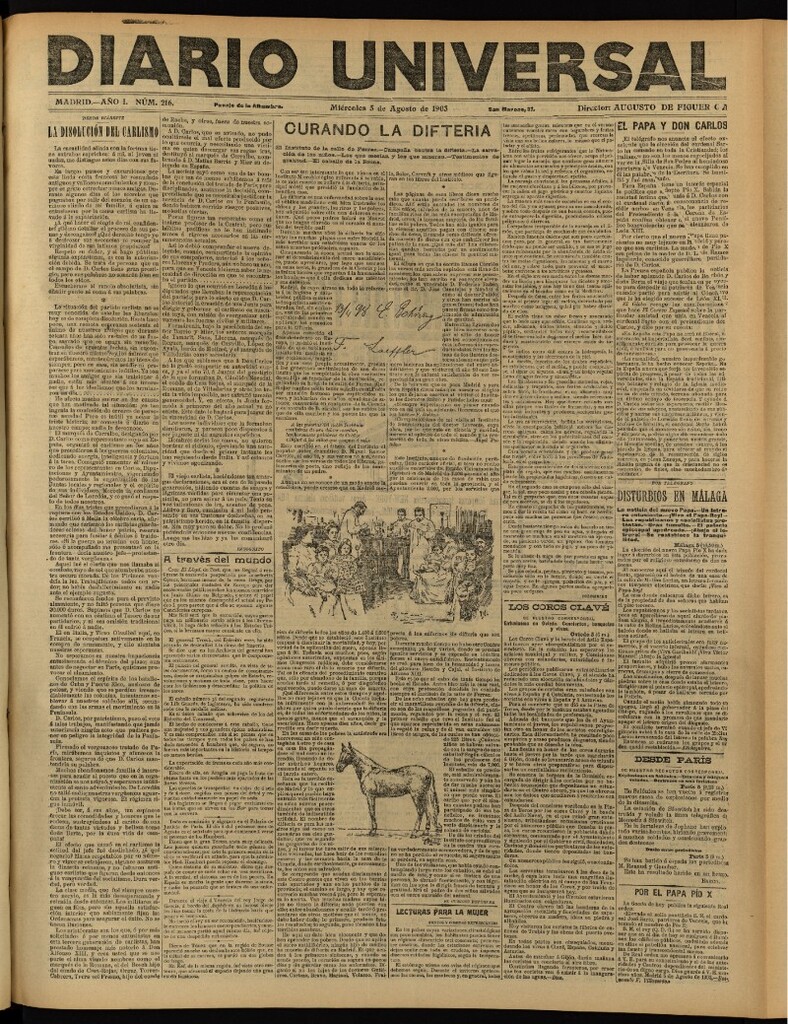 Miniatura de Diario Universal del 5 de agosto de 1903, edición de noche