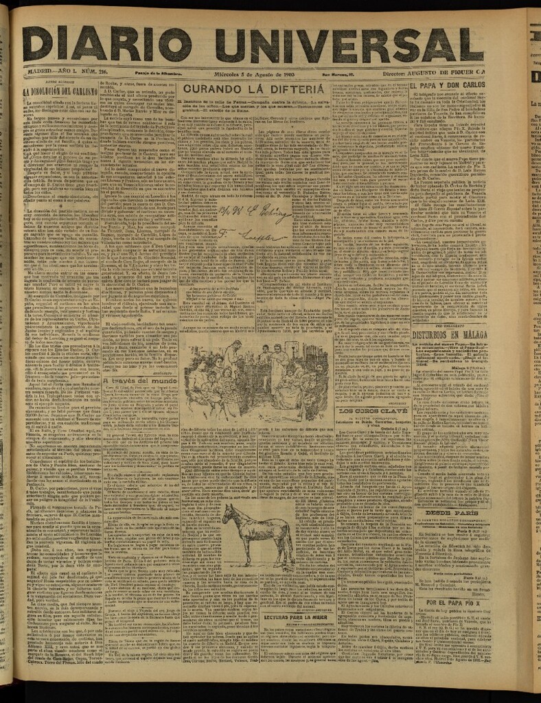 Miniatura de Diario Universal del 5 de agosto de 1903, edición de tarde