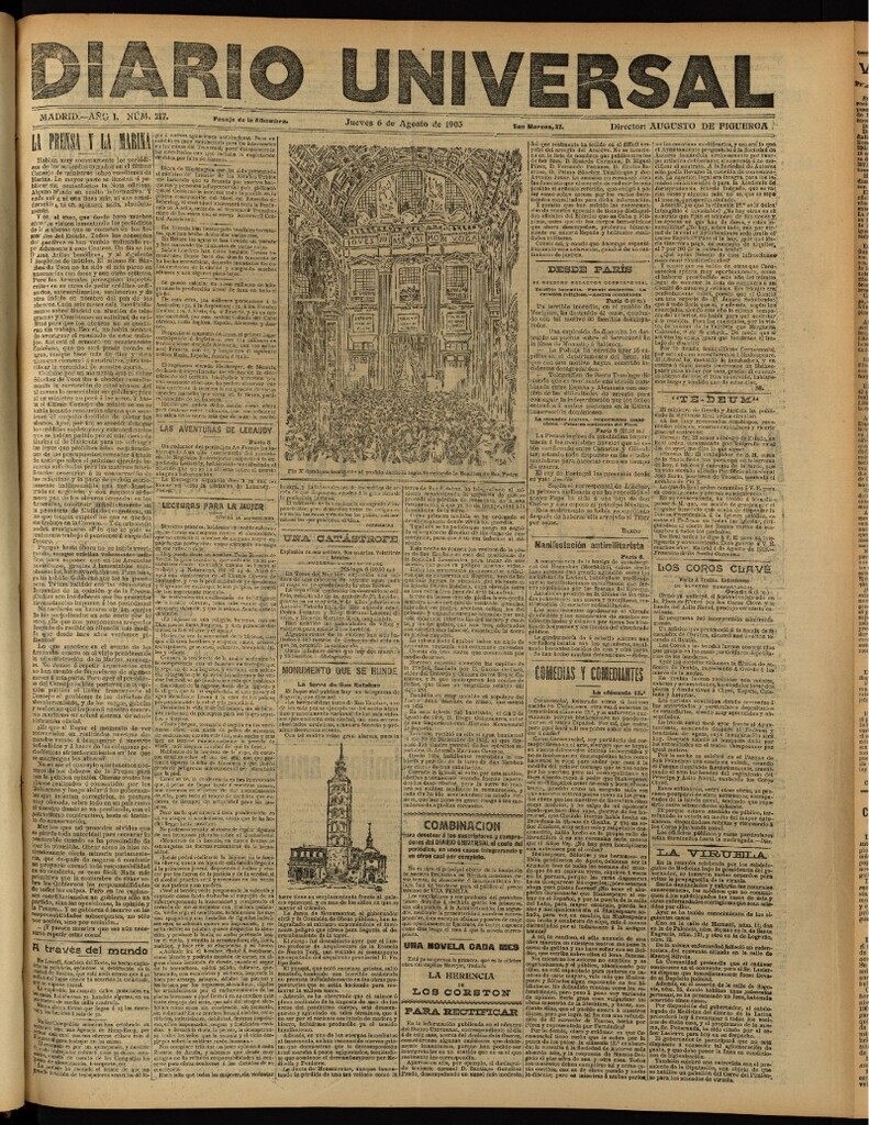 Miniatura de Diario Universal del 6 de agosto de 1903, edición de noche
