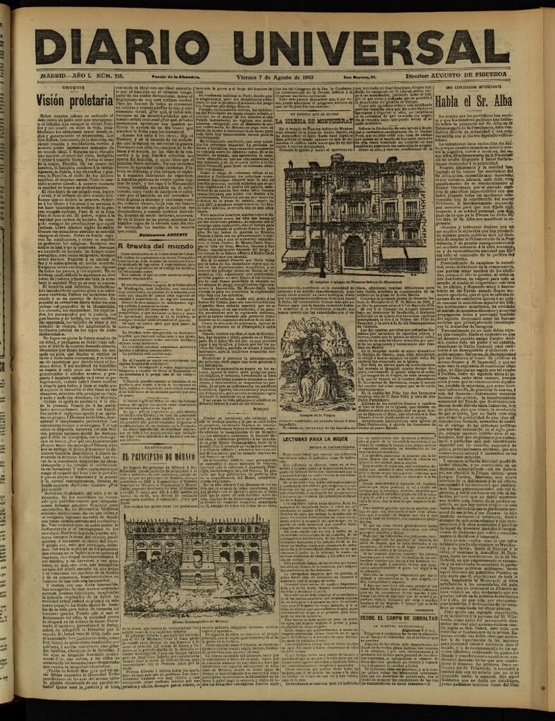 Miniatura de Diario Universal del 7 de agosto de 1903, edición de tarde