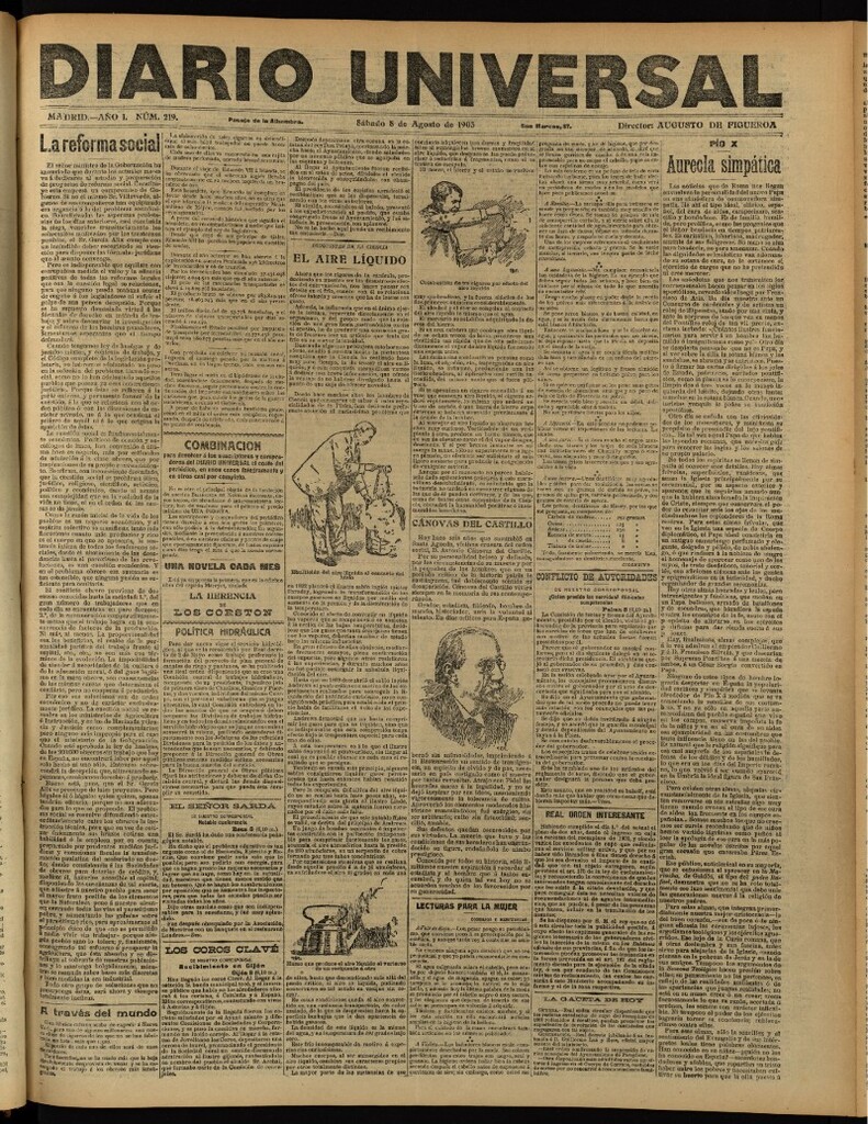 Miniatura de Diario Universal del 8 de agosto de 1903, edición de noche