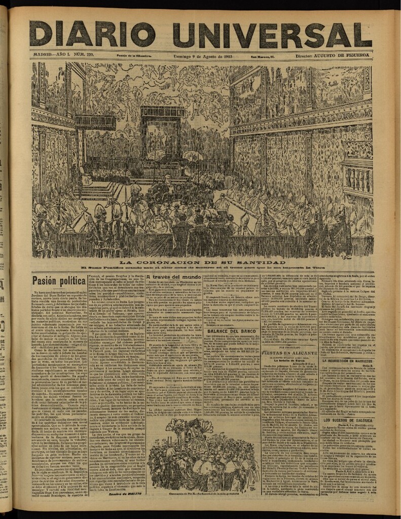 Miniatura de Diario Universal del 9 de agosto de 1903, edición de noche
