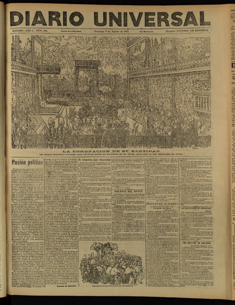 Miniatura de Diario Universal del 9 de agosto de 1903, edición de tarde