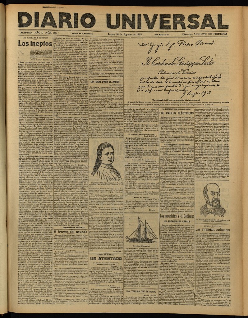 Miniatura de Diario Universal del 10 de agosto de 1903, edición de noche