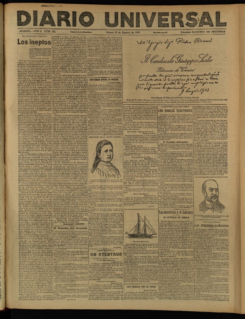 Miniatura de Diario Universal del 10 de agosto de 1903, edición de tarde