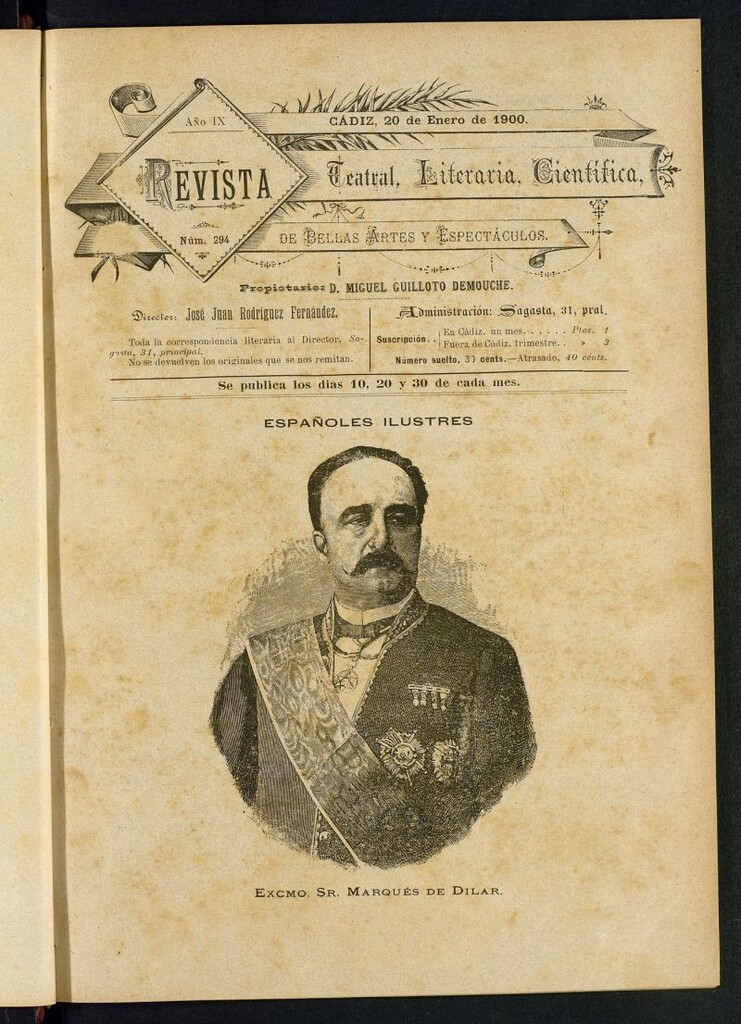 Miniatura de Revista Teatral, Literaria, Científica, de Bellas Artes y Espectáculos. Nº 294