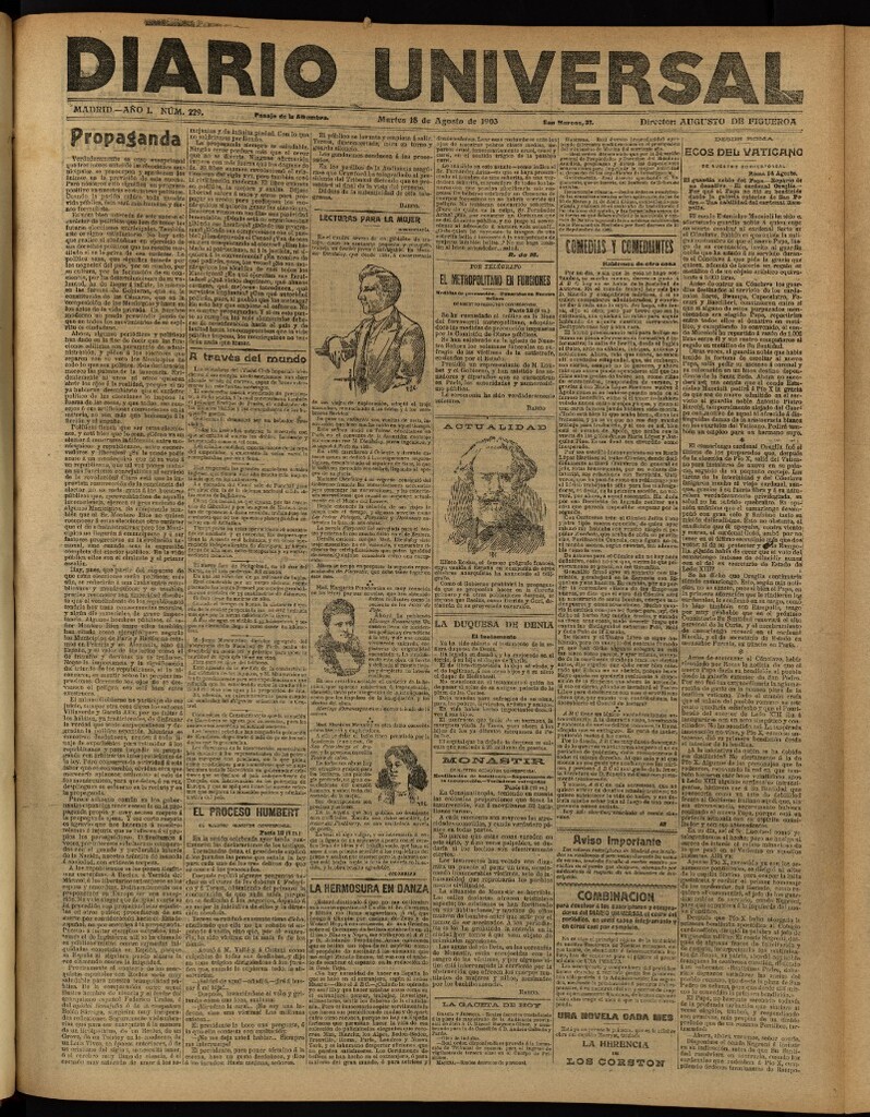 Miniatura de Diario Universal del 18 de agosto de 1903, edición de noche