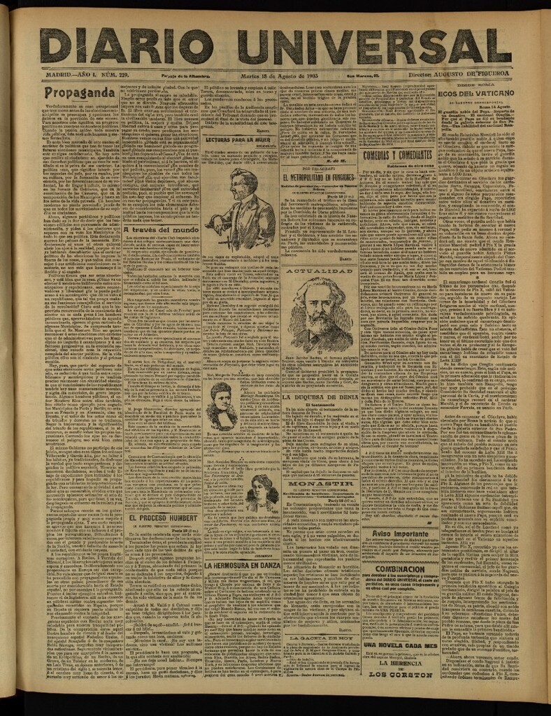 Miniatura de Diario Universal del 18 de agosto de 1903, edición de tarde