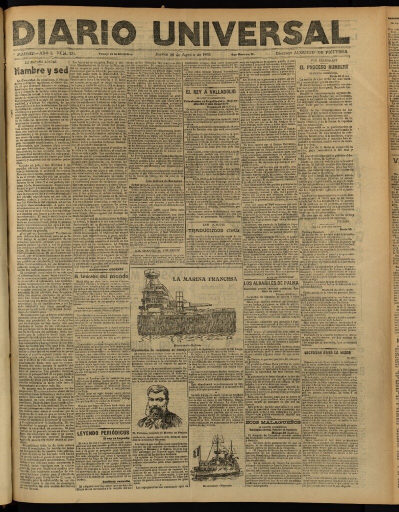 Miniatura de Diario Universal del 20 de agosto de 1903, edición de noche