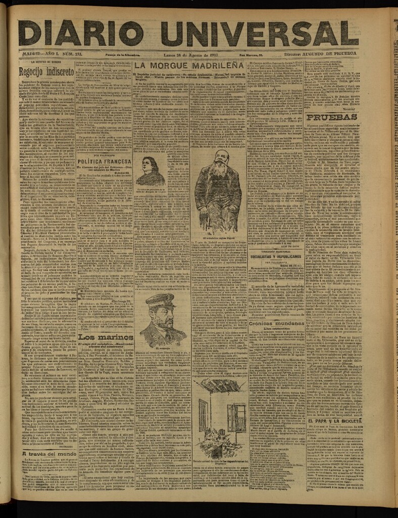 Miniatura de Diario Universal del 24 de agosto de 1903, edición de tarde