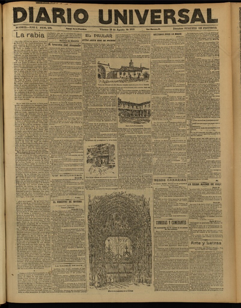 Miniatura de Diario Universal del 28 de agosto de 1903, edición de noche