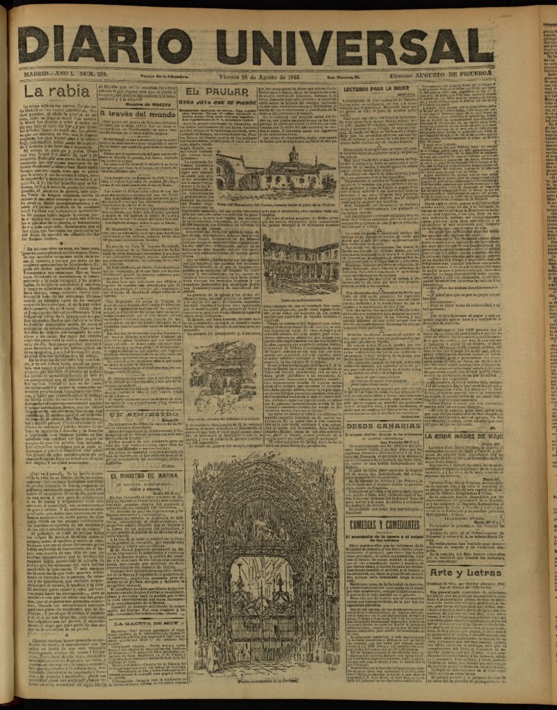 Miniatura de Diario Universal del 28 de agosto de 1903, edición de tarde