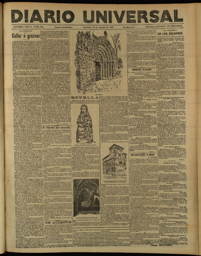Miniatura de Diario Universal del 30 de agosto de 1903, edición de tarde