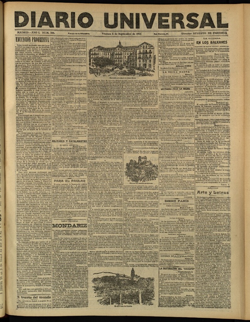 Miniatura de Diario Universal del 4 de septiembre de 1903, edición de tarde