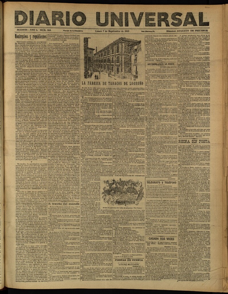 Miniatura de Diario Universal del 7 de septiembre de 1903, edición de tarde
