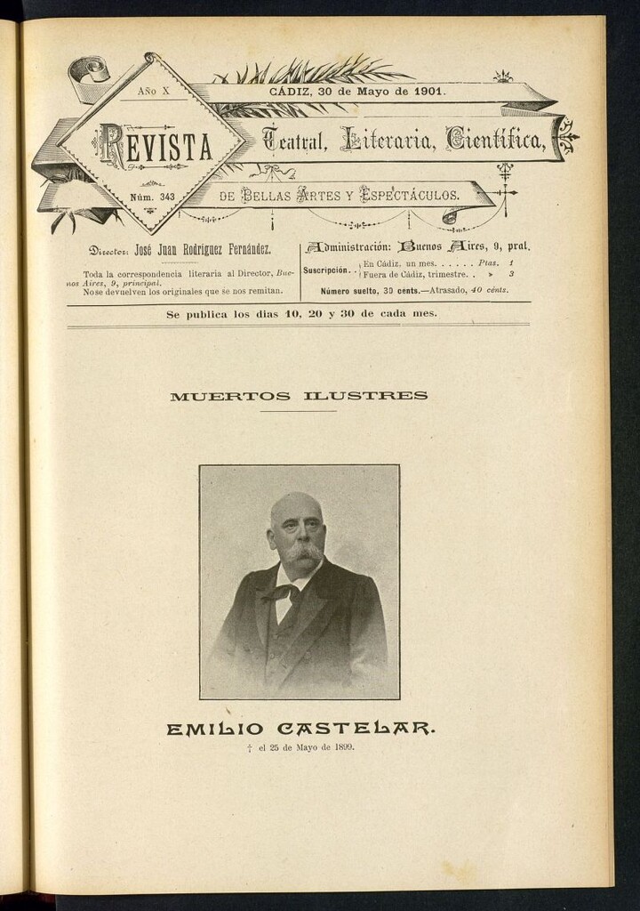 Miniatura de Revista Teatral, Literaria, Científica, de Bellas Artes y Espectáculos. Nº 343