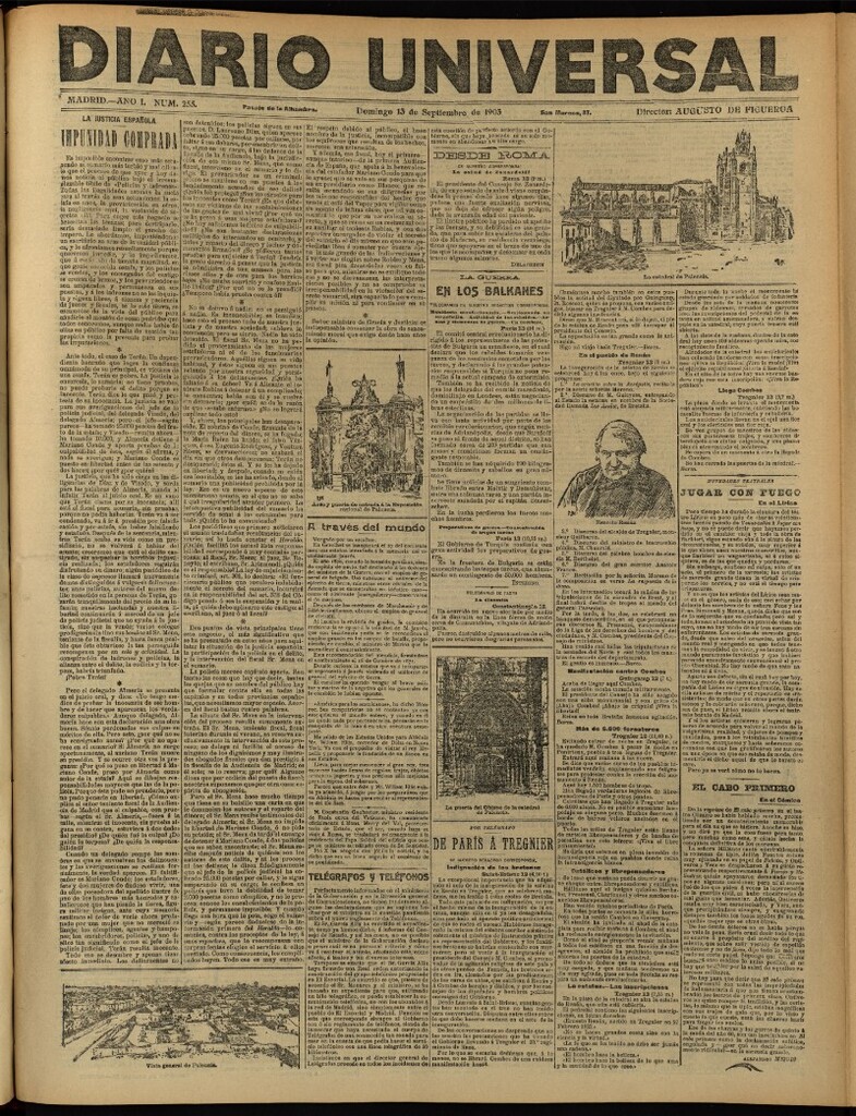 Miniatura de Diario Universal del 13 de septiembre de 1903, edición de noche